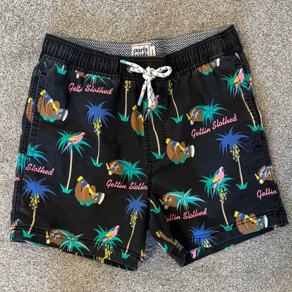 Party Pants Other - Party Black Tropical Print Men's Swim Trunks